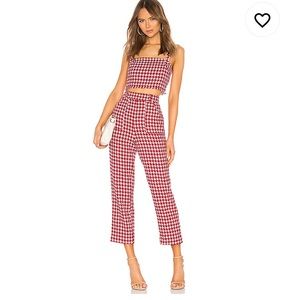 Revolve Lovers + Friends Red High Waisted Houndstooth Pants